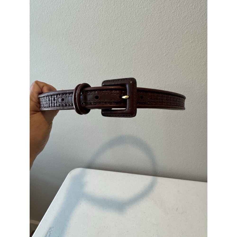 Talbots Vintage Brown Braided Genuine Leather Belt Solid Brass Buckle Size L